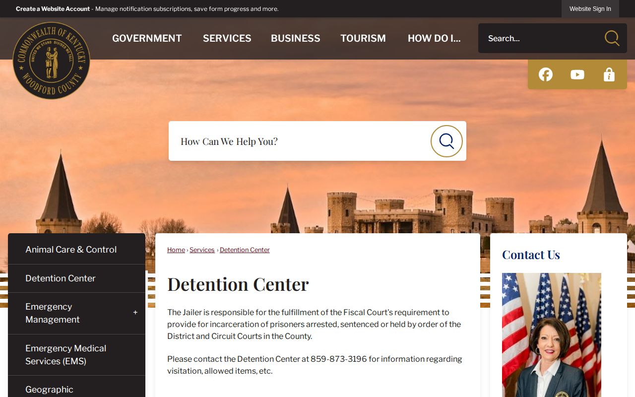 Woodford County Detention Center release records contact page
