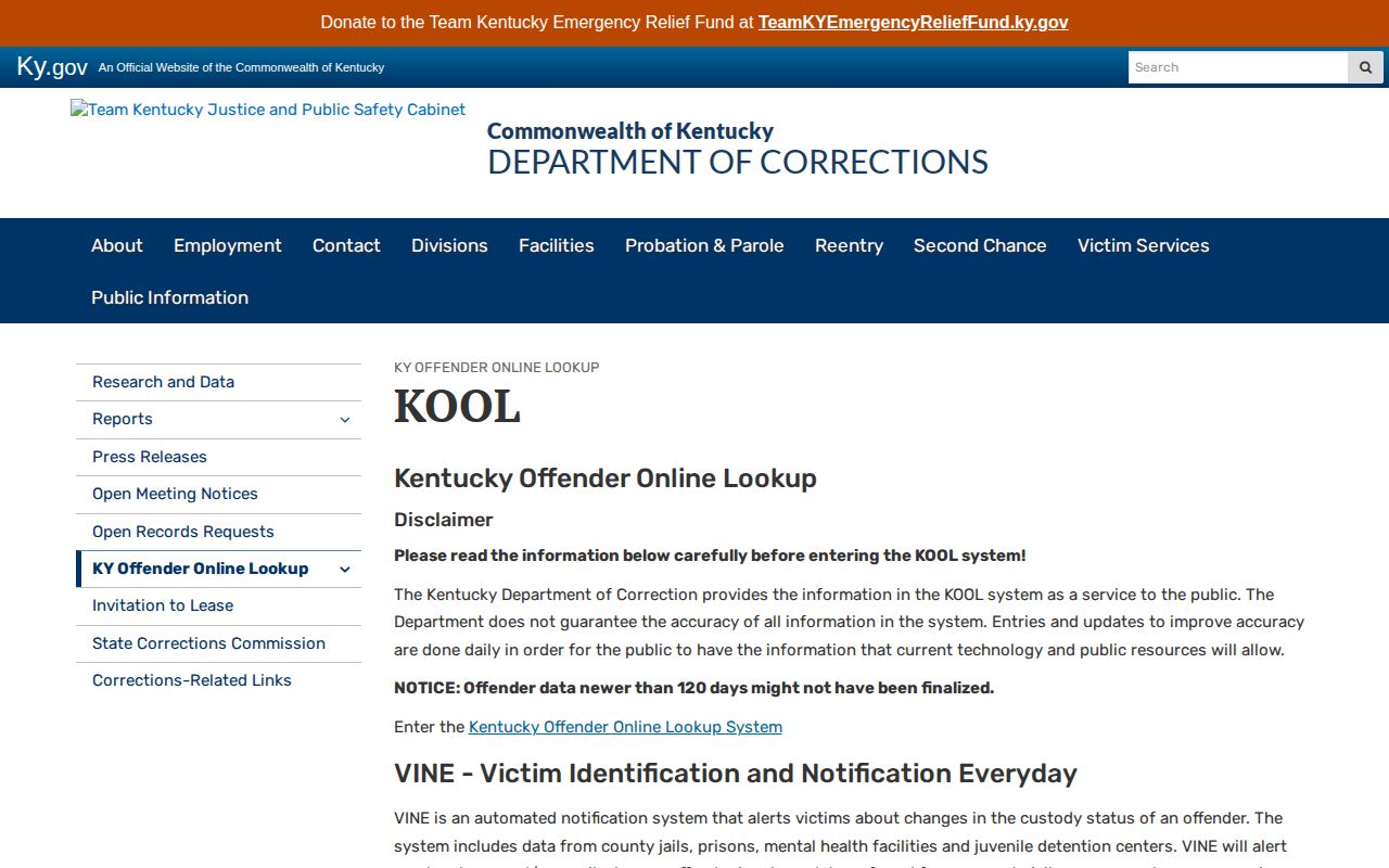Woodford County released inmate Kentucky KOOL information